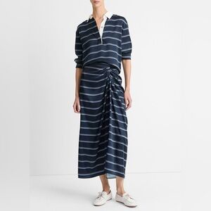 NWT Vince Rugby Stripe Satin Gathered Skirt SEE DESCRIPTION